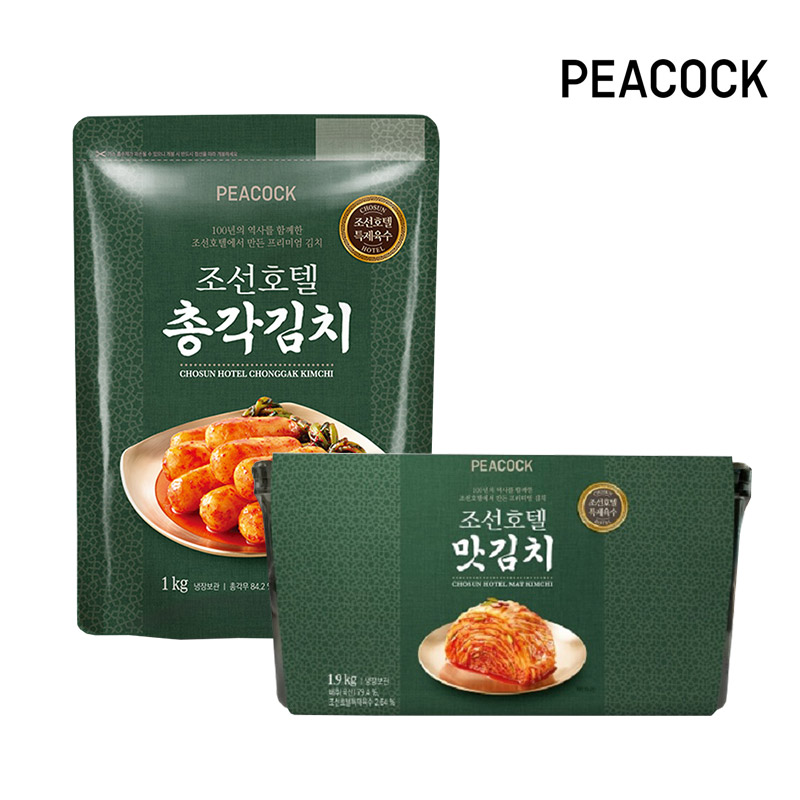 피코크 조선호텔 총각김치 1kg + 맛김치 1.9kg (2팩/총 2.9kg)