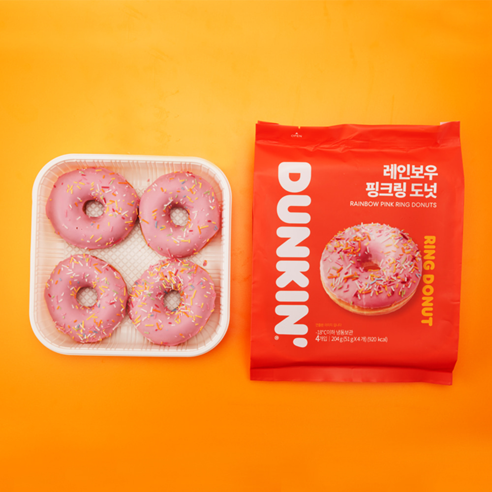 던킨도너츠 레인보우 핑크링 도넛 4개입