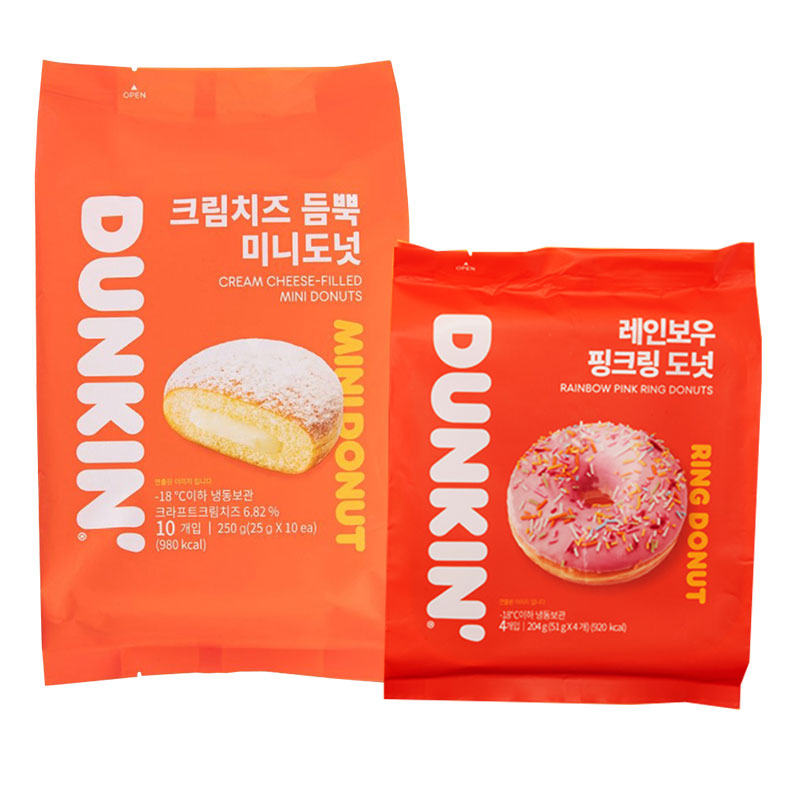던킨도너츠 크림치즈 듬뿍 미니도넛 10개+레인보우 핑크링 도넛 4개 (총 14개)