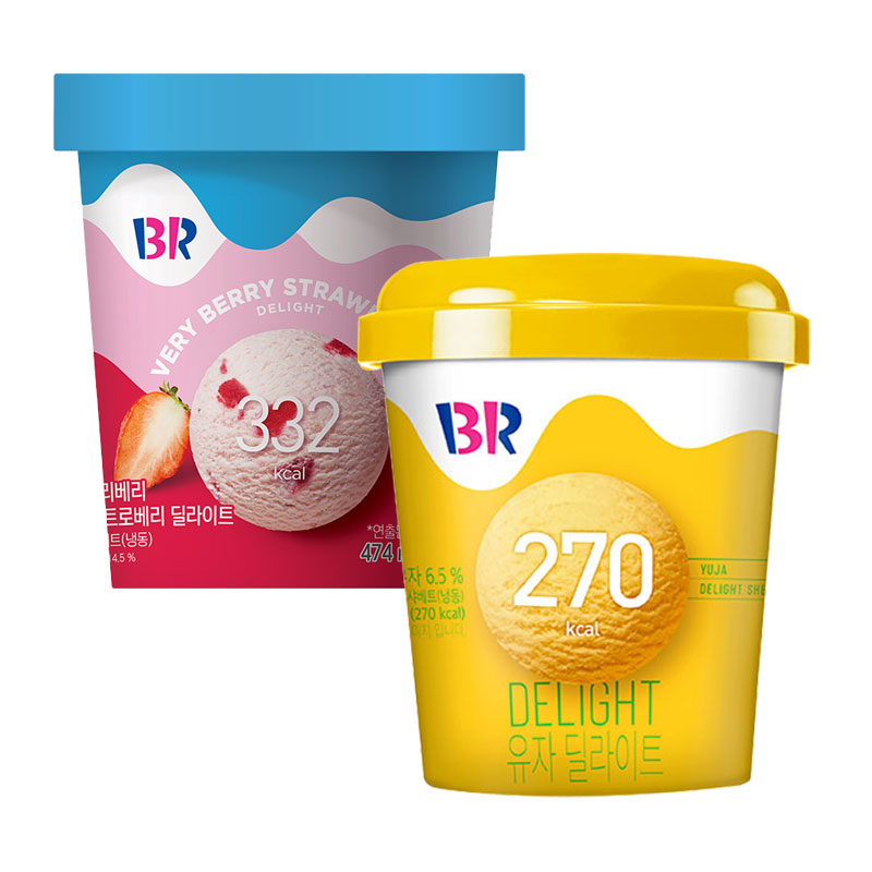 배스킨라빈스 베리베리스트로베리+유자 딜라이트 아이스크림 (개당 474ml)