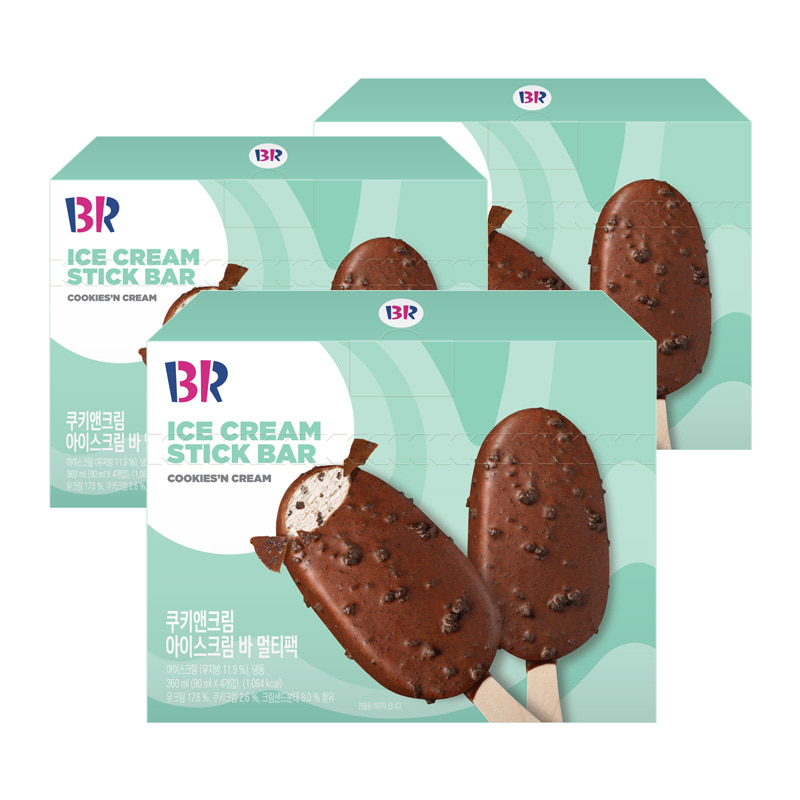 배스킨라빈스 아이스크림 바 쿠키앤크림 12개 (4eaX3박스)