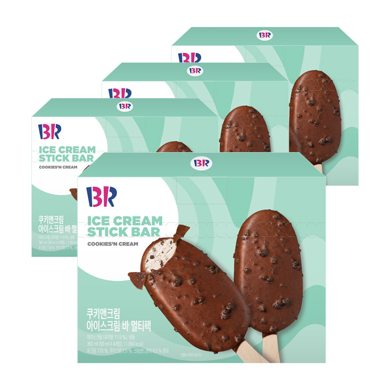 배스킨라빈스 아이스크림 바 쿠키앤크림 16개 (4eaX4박스)